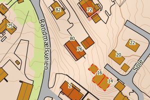 Kartbilde fra WMS-tjeneste av avviket