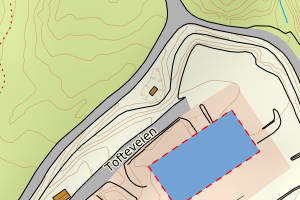 Kartbilde fra WMS-tjeneste av avviket