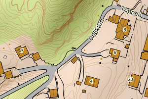 Kartbilde fra WMS-tjeneste av avviket