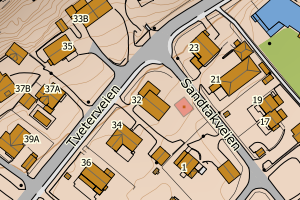 Kartbilde fra WMS-tjeneste av avviket