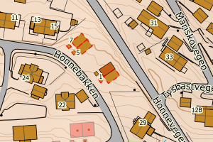 Kartbilde fra WMS-tjeneste av avviket