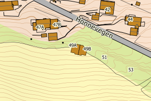 Kartbilde fra WMS-tjeneste av avviket