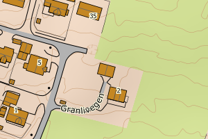 Kartbilde fra WMS-tjeneste av avviket