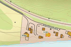 Kartbilde fra WMS-tjeneste av avviket