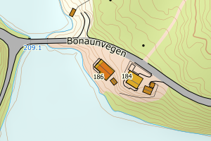 Kartbilde fra WMS-tjeneste av avviket