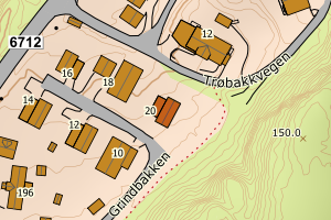 Kartbilde fra WMS-tjeneste av avviket