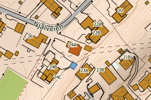 Kartbilde fra WMS-tjeneste av avviket