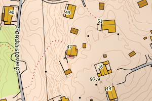 Kartbilde fra WMS-tjeneste av avviket