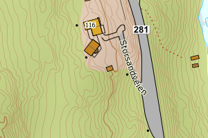 Kartbilde fra WMS-tjeneste av avviket
