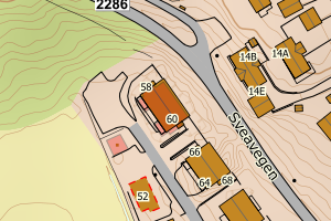 Kartbilde fra WMS-tjeneste av avviket