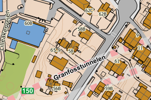 Kartbilde fra WMS-tjeneste av avviket