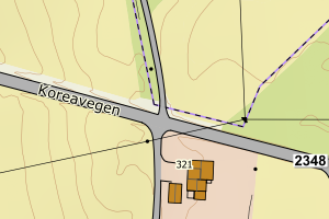 Kartbilde fra WMS-tjeneste av avviket