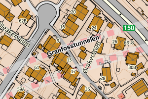 Kartbilde fra WMS-tjeneste av avviket