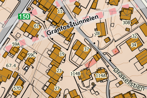Kartbilde fra WMS-tjeneste av avviket