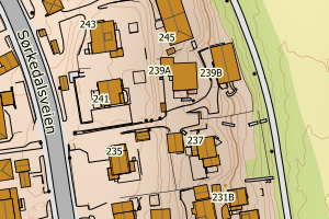 Kartbilde fra WMS-tjeneste av avviket