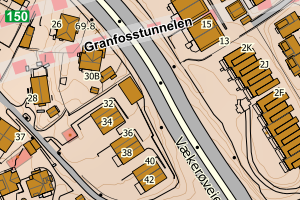 Kartbilde fra WMS-tjeneste av avviket