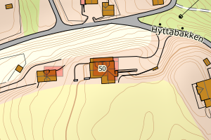 Kartbilde fra WMS-tjeneste av avviket