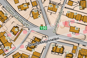 Kartbilde fra WMS-tjeneste av avviket