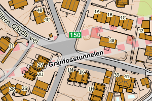 Kartbilde fra WMS-tjeneste av avviket