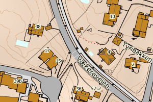 Kartbilde fra WMS-tjeneste av avviket