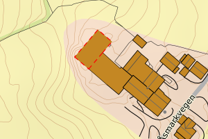 Kartbilde fra WMS-tjeneste av avviket