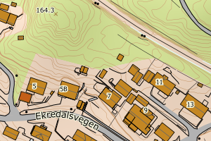 Kartbilde fra WMS-tjeneste av avviket