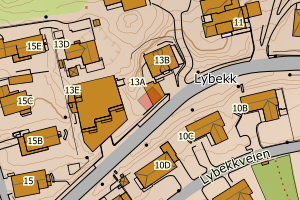 Kartbilde fra WMS-tjeneste av avviket