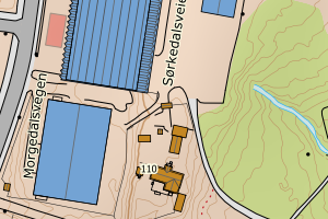 Kartbilde fra WMS-tjeneste av avviket