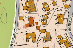 Kartbilde fra WMS-tjeneste av avviket