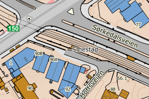 Kartbilde fra WMS-tjeneste av avviket