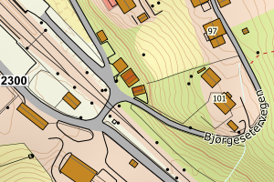 Kartbilde fra WMS-tjeneste av avviket