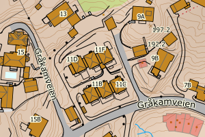 Kartbilde fra WMS-tjeneste av avviket