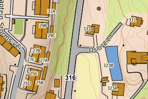 Kartbilde fra WMS-tjeneste av avviket