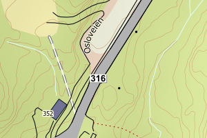 Kartbilde fra WMS-tjeneste av avviket