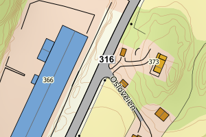 Kartbilde fra WMS-tjeneste av avviket