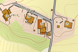 Kartbilde fra WMS-tjeneste av avviket