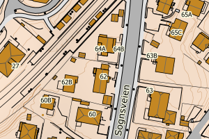 Kartbilde fra WMS-tjeneste av avviket