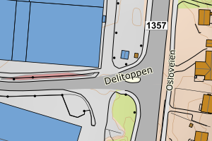 Kartbilde fra WMS-tjeneste av avviket