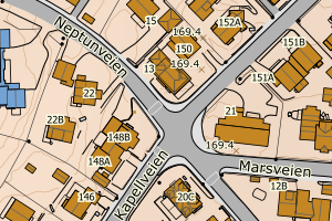 Kartbilde fra WMS-tjeneste av avviket