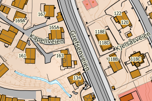 Kartbilde fra WMS-tjeneste av avviket