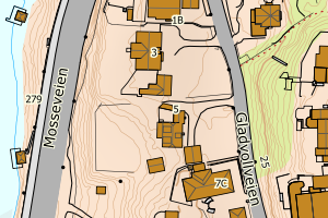 Kartbilde fra WMS-tjeneste av avviket