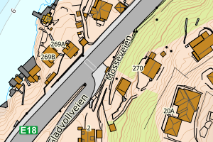 Kartbilde fra WMS-tjeneste av avviket