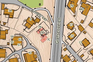 Kartbilde fra WMS-tjeneste av avviket