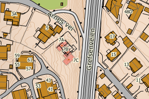 Kartbilde fra WMS-tjeneste av avviket