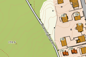 Kartbilde fra WMS-tjeneste av avviket