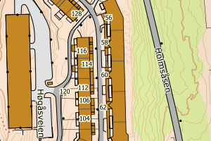 Kartbilde fra WMS-tjeneste av avviket