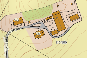 Kartbilde fra WMS-tjeneste av avviket