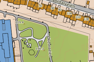 Kartbilde fra WMS-tjeneste av avviket