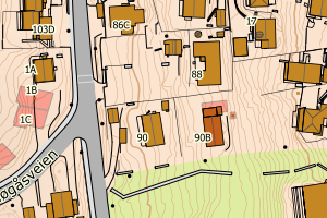 Kartbilde fra WMS-tjeneste av avviket