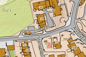 Kartbilde fra WMS-tjeneste av avviket